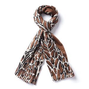 Leopard Pattern Cotton & Linen Scarf Beige and Brown